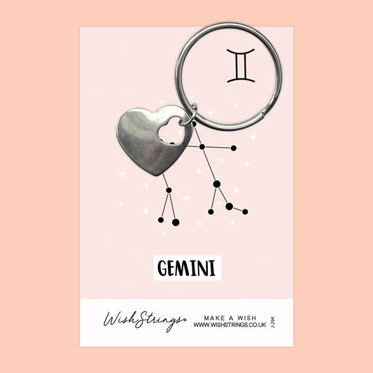 GEMINI, Star Sign Horoscope - Heart Keyring