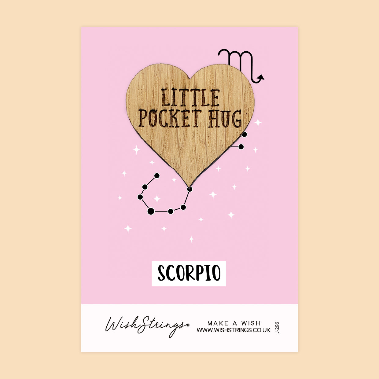 SCORPIO, Star Sign - Oak Pocket Hug Token | J296