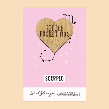 SCORPIO, Star Sign - Oak Pocket Hug Token | J296