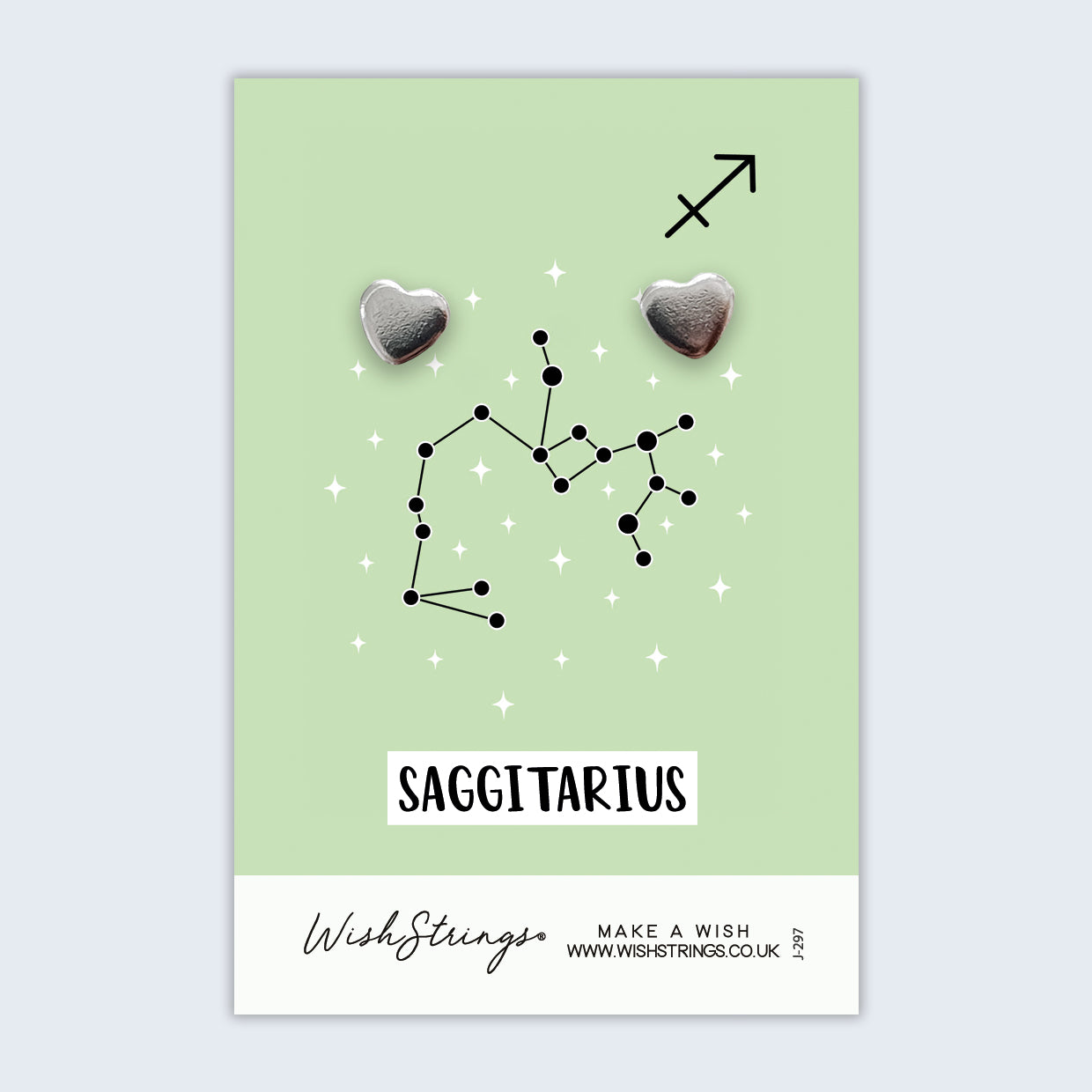 Sagittarius, Star Sign Horoscope - Silver Heart Stud Earrings | 304 Stainless - Hypoallergenic