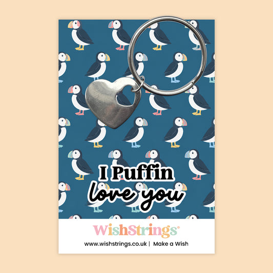 I Puffin Love You - Heart Keyring