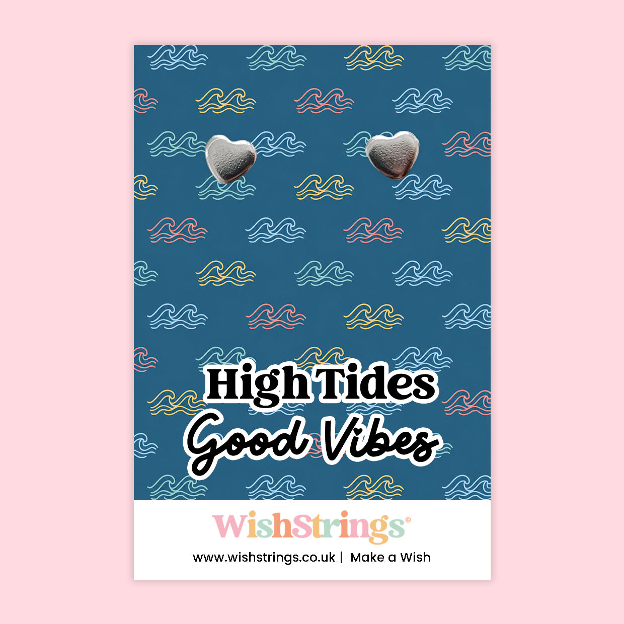 High Tides Good Vibes - Silver Heart Stud Earrings | 304 Stainless - Hypoallergenic