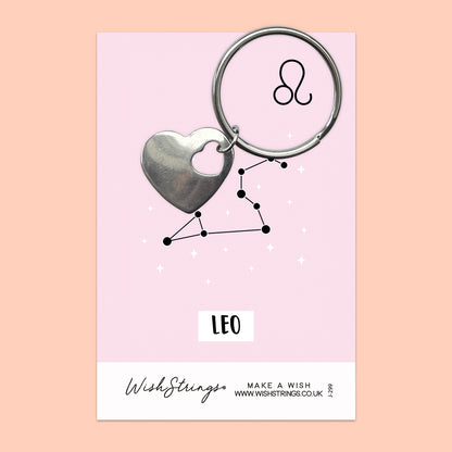 LEO, Star Sign Horoscope - Heart Keyring
