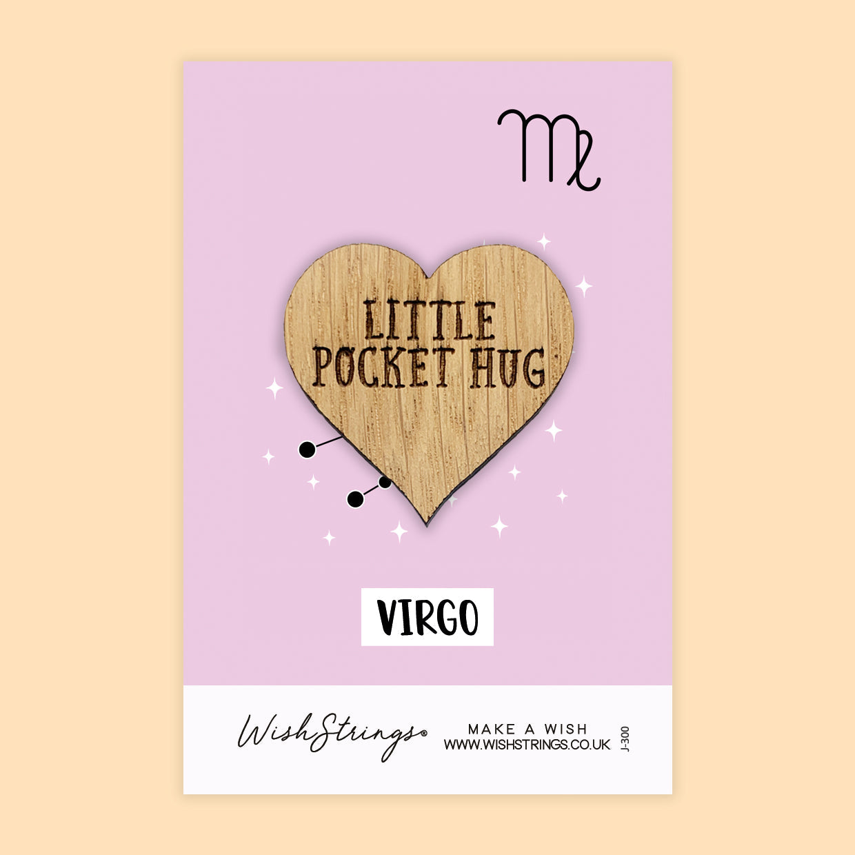 VIRGO, Star Sign - Oak Pocket Hug Token | J300