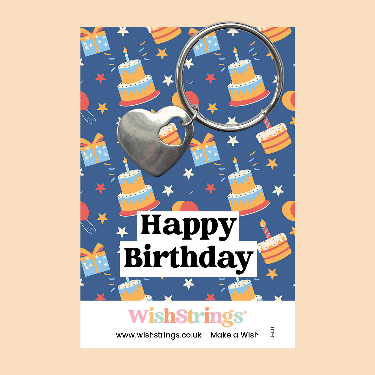 Happy Birthday - Heart Keyring