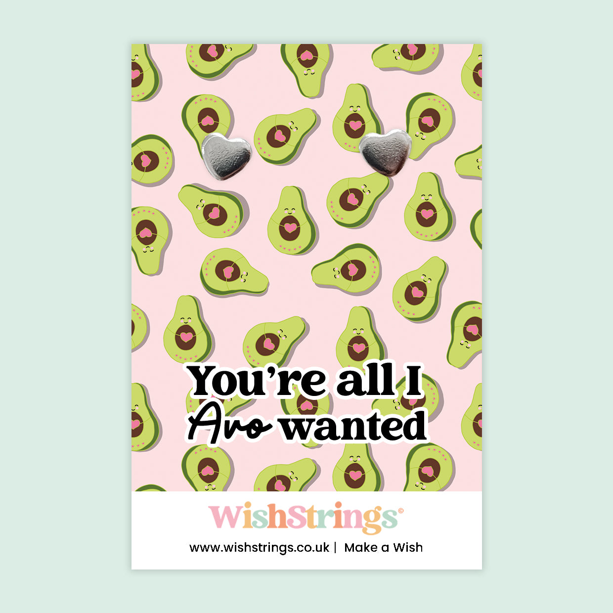 You’re All I Avo Wanted Heart Earrings | Cute Avocado Pun Gift | Little Wishes Stud Earrings on Gift Card | Fun Love Token for Friends & Partners