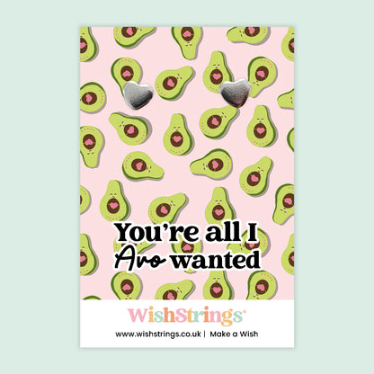 You’re All I Avo Wanted Heart Earrings | Cute Avocado Pun Gift | Little Wishes Stud Earrings on Gift Card | Fun Love Token for Friends & Partners