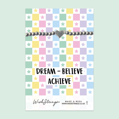 Dream, Believe, Achieve - Heart Stretch Bracelet