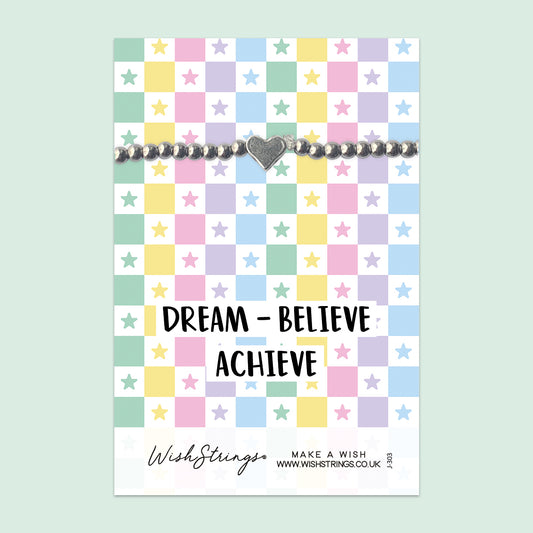 Dream, Believe, Achieve - Heart Stretch Bracelet
