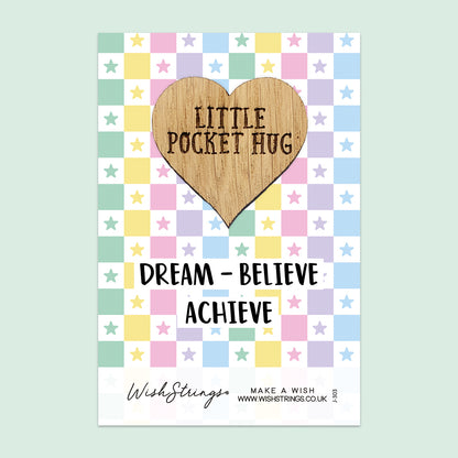 Pocket Hug - Dream, Believe, Achieve | Motivational Gift for Success | Keepsake Token for Sending Hugs, Good Luck & Chasing Your Dreams