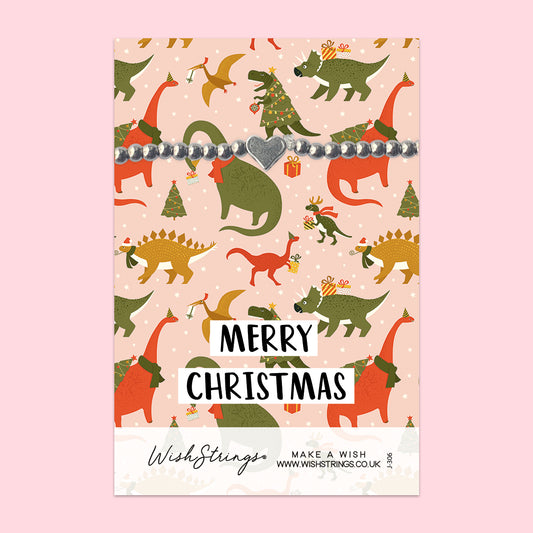 Christmas Dinosaurs - Heart Stretch Bracelet