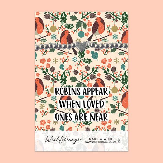 Christmas Robins - Heart Stretch Bracelet