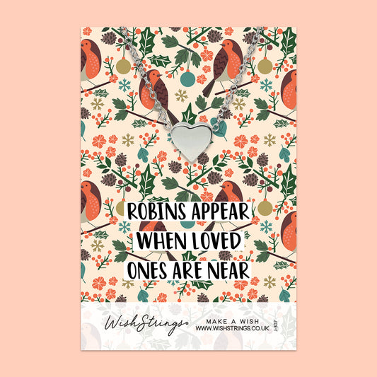 Christmas Robins - Heart Necklace