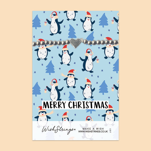 Christmas Penguin - Heart Stretch Bracelet