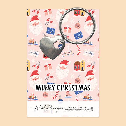 Merry Christmas - Heart Keyring