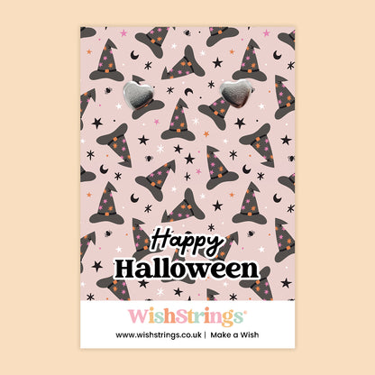 Happy Halloween - Silver Heart Stud Earrings | 304 Stainless - Hypoallergenic