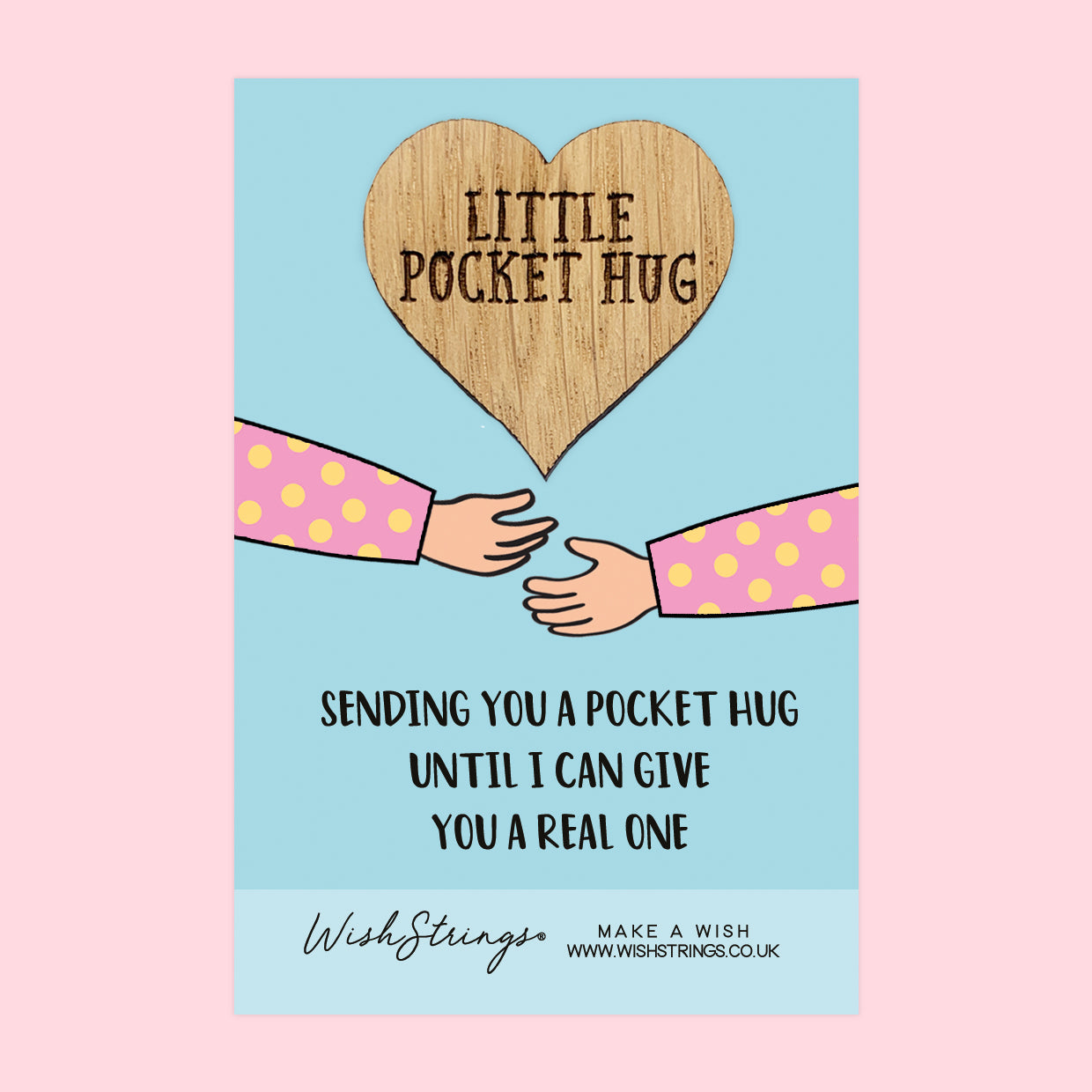 Sending Hugs  - Little Pocket Hug - Wooden Heart Keepsake Token