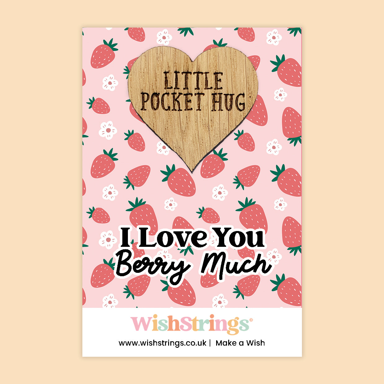 Pocket Hug - I Love You Berry Much, Strawberry Design | Cute Couples Gift | Keepsake Token for Sending Hugs & Expressing Love