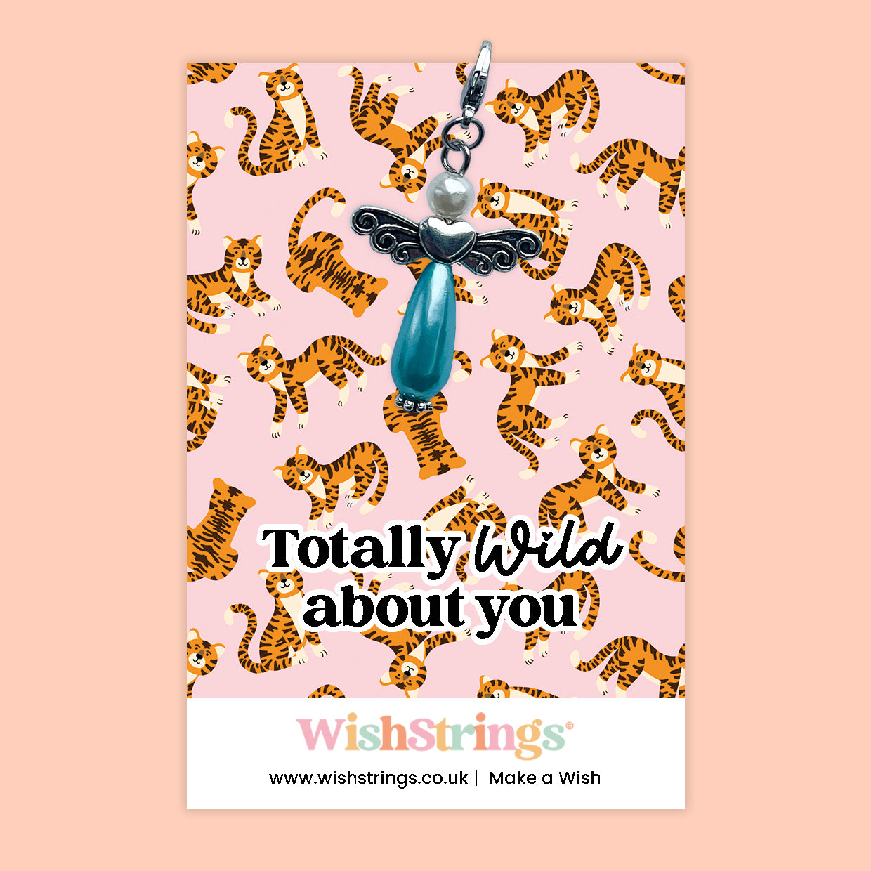 WishStrings ‘Totally Wild About You’ Wish Bracelet | Fun Gift for Animal Lovers or Valentine’s Day | Handmade Keepsake for Jungle-Themed Romance - Wish Angel Clip