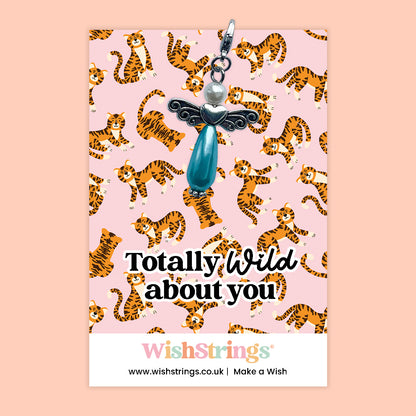 WishStrings ‘Totally Wild About You’ Wish Bracelet | Fun Gift for Animal Lovers or Valentine’s Day | Handmade Keepsake for Jungle-Themed Romance - Wish Angel Clip