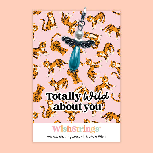 WishStrings ‘Totally Wild About You’ Wish Bracelet | Fun Gift for Animal Lovers or Valentine’s Day | Handmade Keepsake for Jungle-Themed Romance - Wish Angel Clip