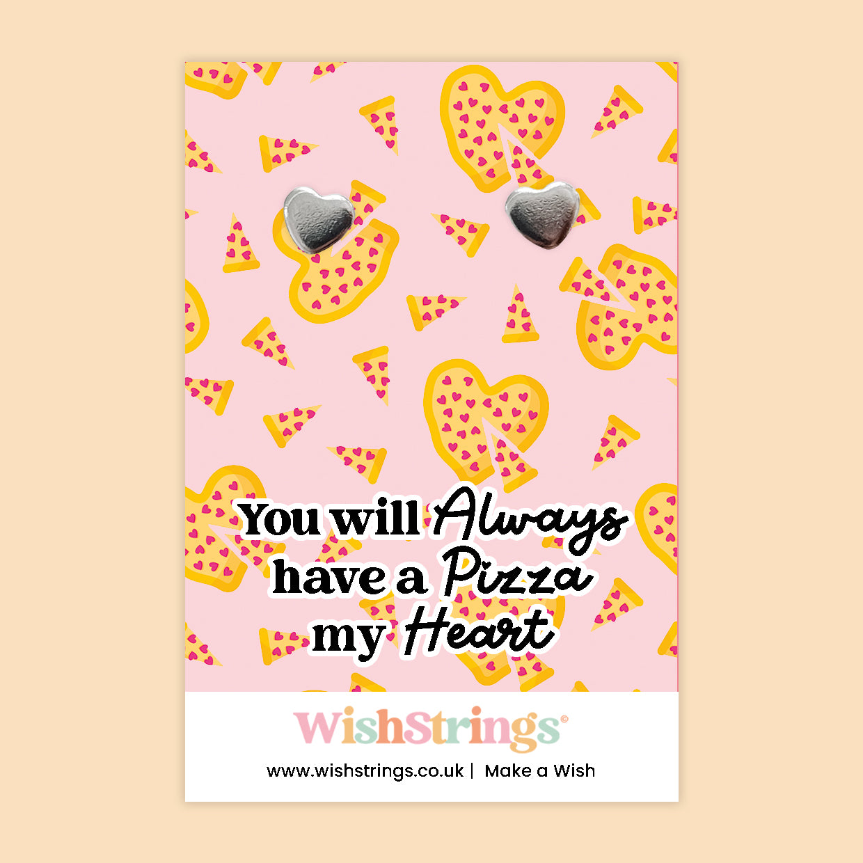 Pizza My Heart - Silver Heart Stud Earrings | 304 Stainless - Hypoallergenic
