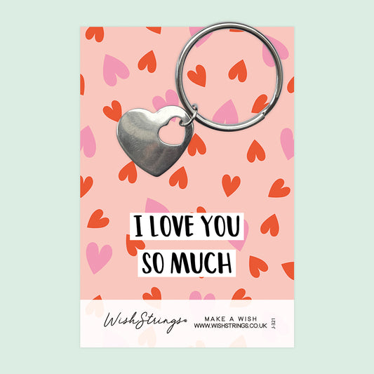 Love You - Heart Keyring