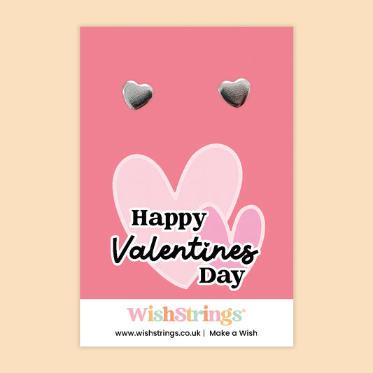 Happy Valentine’s Day Heart Earrings | Little Wishes Stud Earrings on Gift Card | Cute Valentine Jewellery Gift for Her | Small Love Token