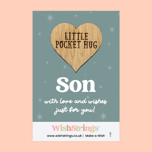 Son - Little Pocket Hug - Wooden Heart Keepsake Token