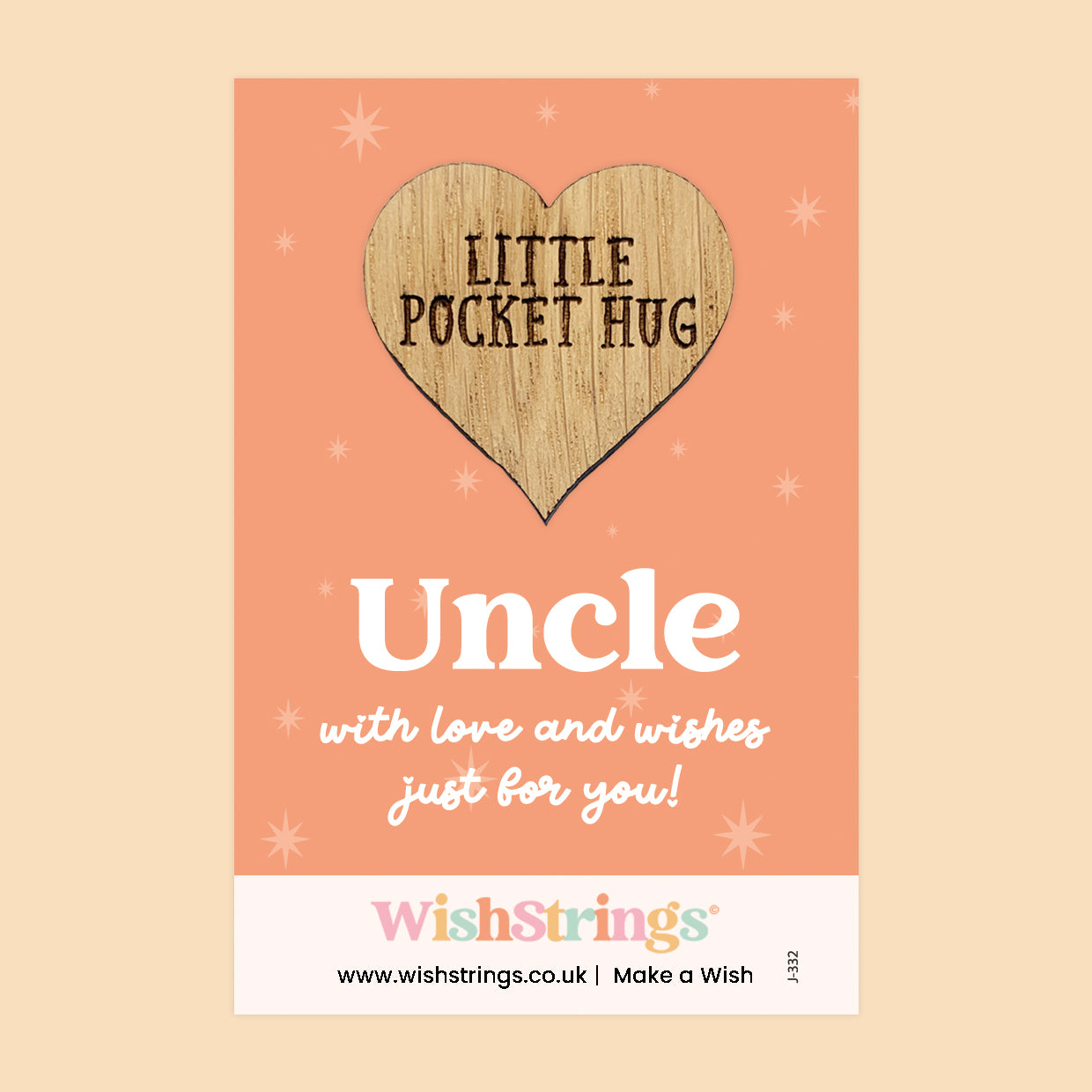 Uncle - Little Pocket Hug - Wooden Heart Keepsake Token