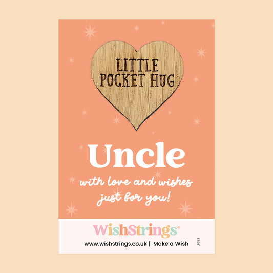 Uncle - Little Pocket Hug - Wooden Heart Keepsake Token