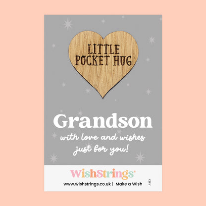 Grandson - Little Pocket Hug - Wooden Heart Keepsake Token (Copy)