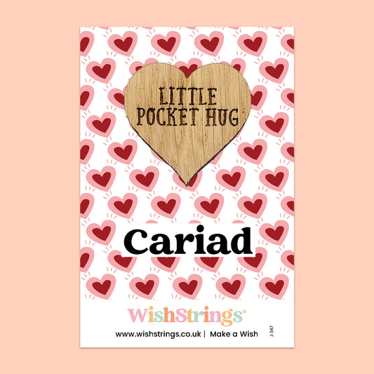 Wishstrings Pocket Hug - Cariad, Welsh Quote Pocket Hug | Thoughtful Welsh Language Gift | Keepsake Token for Sending Hugs & Sharing Love