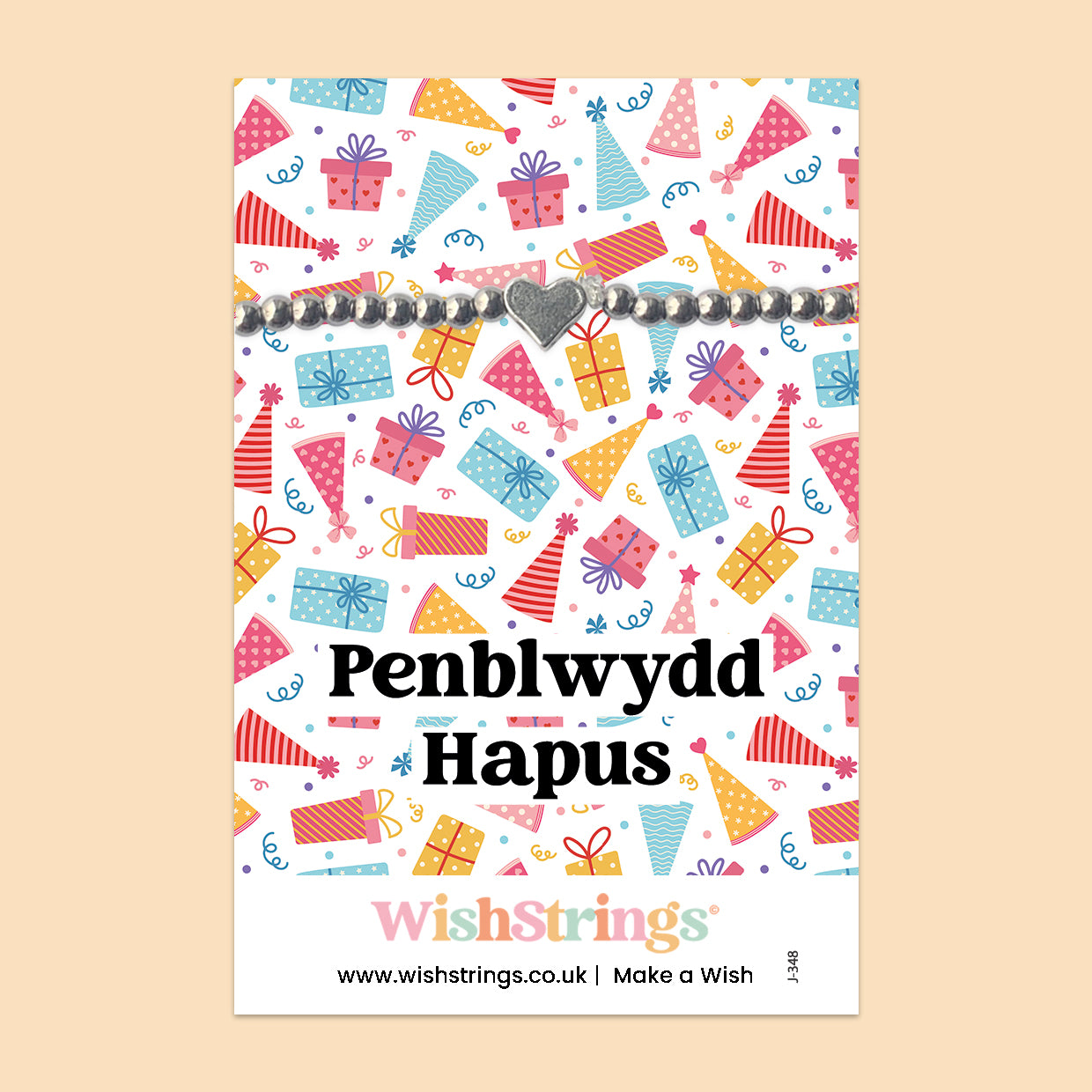 Penblwydd Hapus, Welsh - Heart Stretch Bracelet