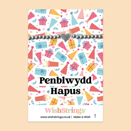 Penblwydd Hapus, Welsh - Heart Stretch Bracelet