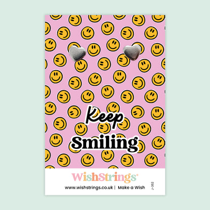 Keep Smiling - Silver Heart Stud Earrings | 304 Stainless - Hypoallergenic