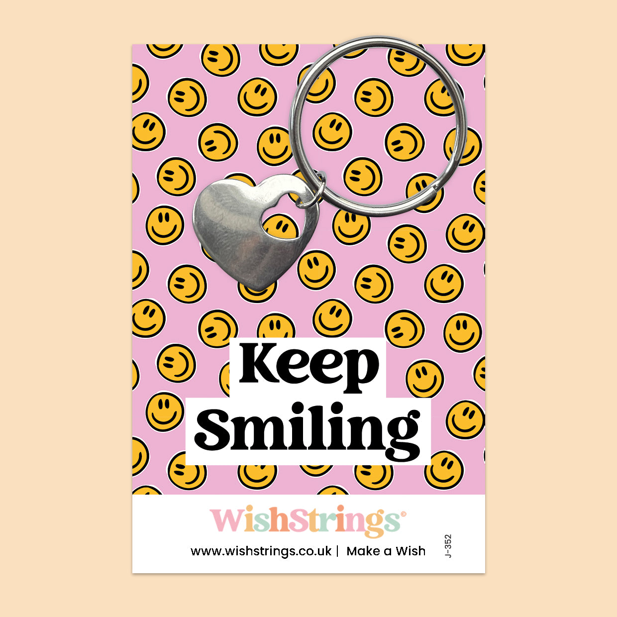 Keep Smiling - Heart Keyring