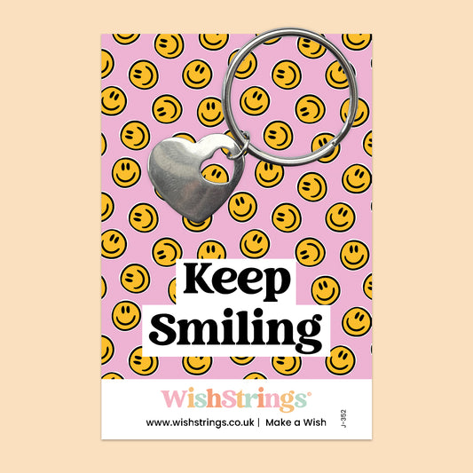 Keep Smiling - Heart Keyring