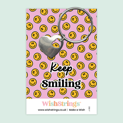 Keep Smiling - Heart Keyring