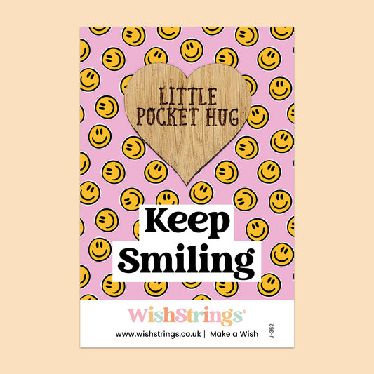 Pocket Hug - Keep Smiling | Uplifting Gift for Positivity & Support | Keepsake Token for Sending Hugs, Love & a Thoughtful Pick-Me-Up
