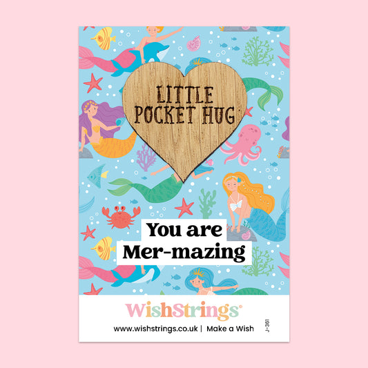 Pocket Hug - You Are Mer-mazing, Mermaid Theme Design | Magical Gift for Positivity & Support | Keepsake Token for Sending Hugs, Love & a Whimsical Pick-Me-Up