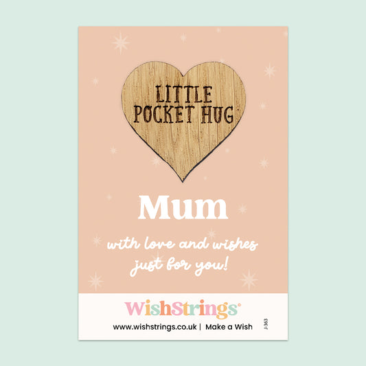 WishStrings “Mum” Pocket Hug | Heartfelt Gift for Mum | Sentimental Hug Token from Son or Daughter | Thinking of You | Letterbox Gift for Mother | Under £5