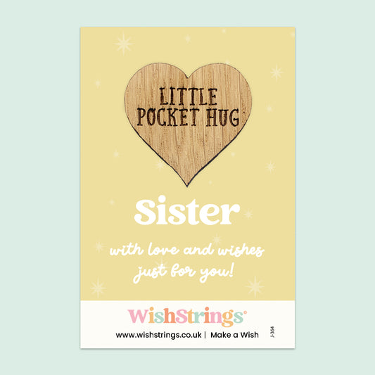 WishStrings “Sister” Pocket Hug | Thoughtful Keepsake Gift for Sister | Hug Token for Thinking of You | Birthday or Just Because | Letterbox Gift for Her