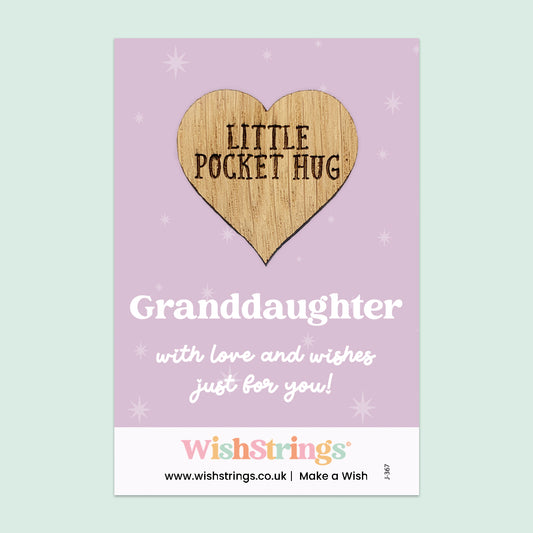 WishStrings “Granddaughter” Pocket Hug | Thoughtful Keepsake Gift | Sentimental Hug Token | Gift from Grandparent | Birthday, Thinking of You Gift