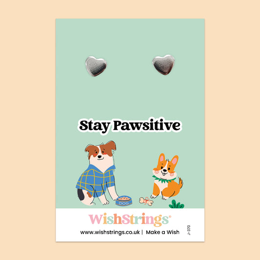 Stay Pawsitive - Silver Heart Stud Earrings | 304 Stainless - Hypoallergenic