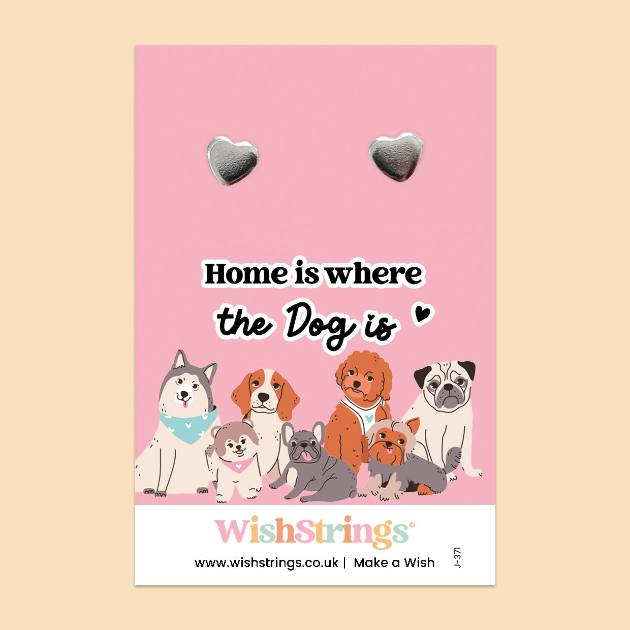 Home Is Where The Dog Is - Silver Heart Stud Earrings | 304 Stainless - Hypoallergenic