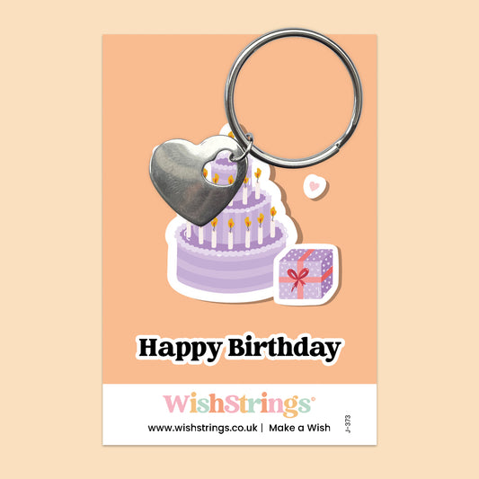 Happy Birthday - Heart Keyring