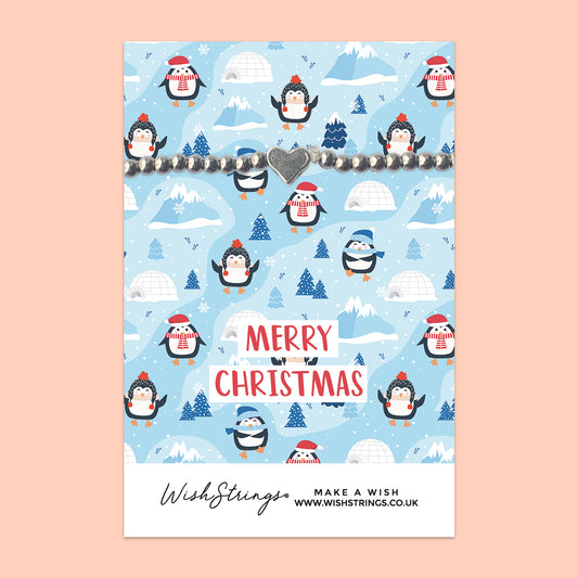 Merry Christmas, Penguins - Heart Stretch Bracelet