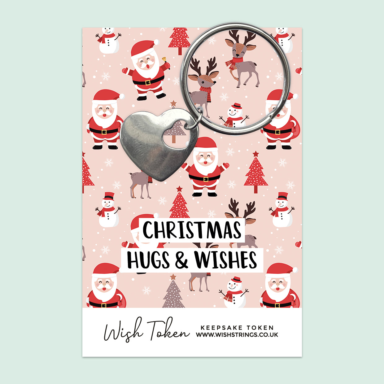 Christmas Hugs & Wishes - Heart Keyring