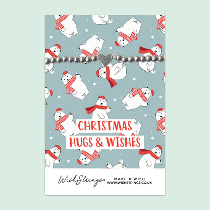 Polar Bear, Hug & Wishes - Heart Stretch Bracelet